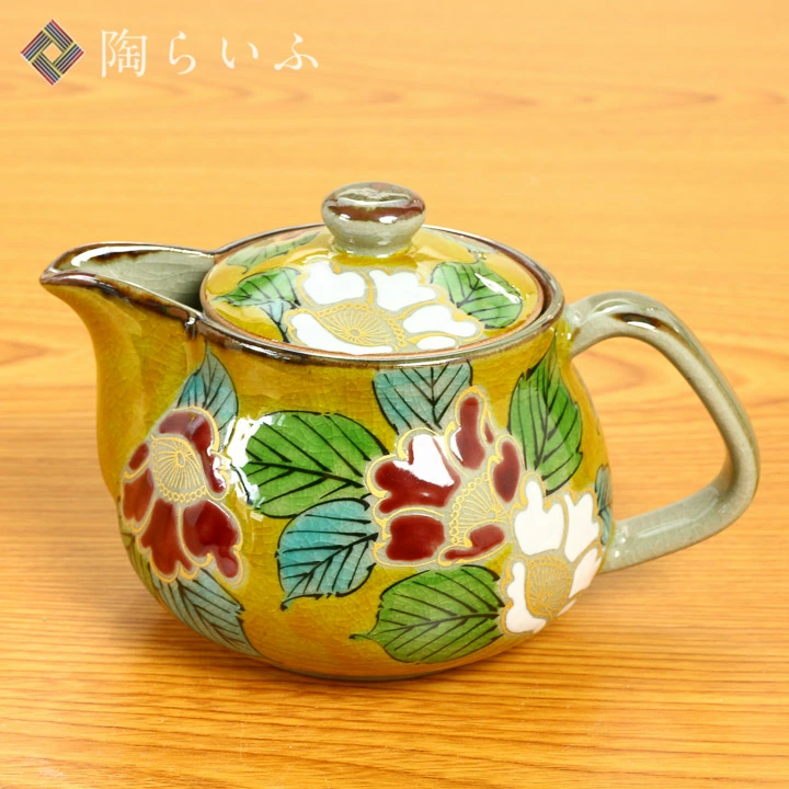 九谷焼 中ポット 吉田屋山茶花/美山窯