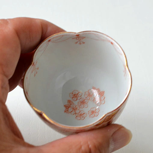 九谷焼 ぐい呑 赤絵さくら文 福島礼子