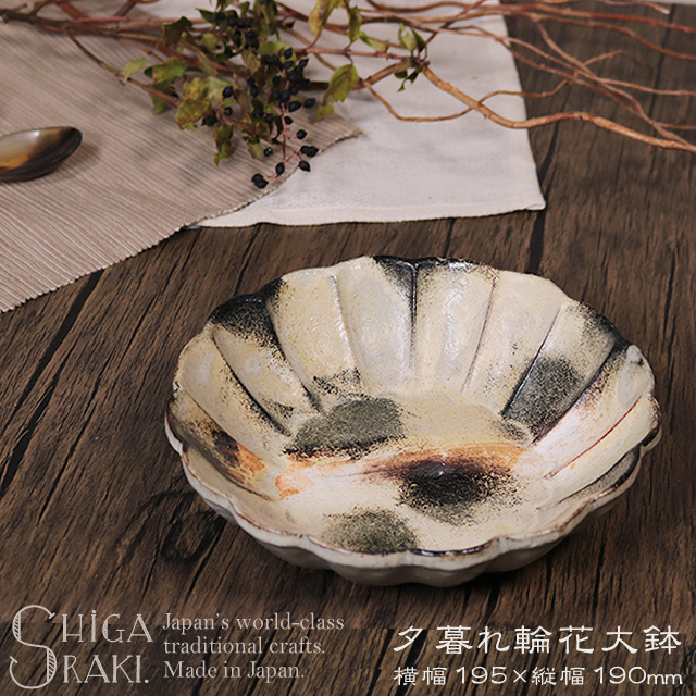 信楽焼 パスタ皿 サラダボウル 大きめ 花型
