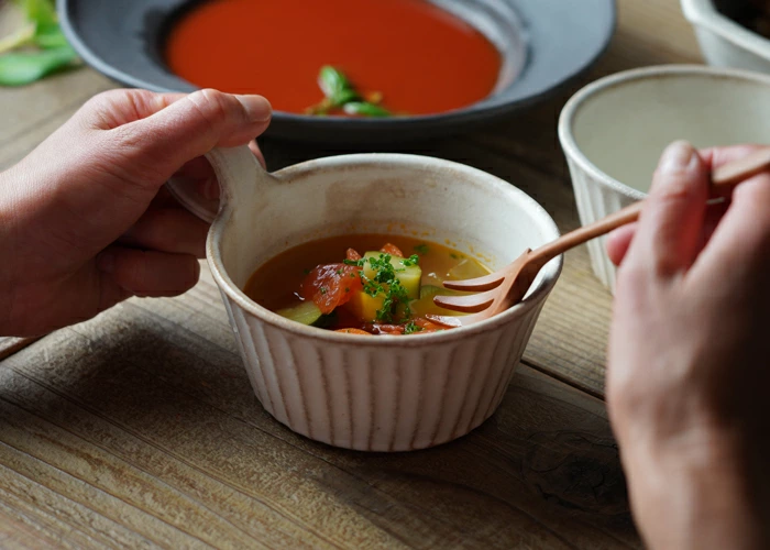 kinariしのぎスープカップ 益子焼 (スタッキング 出来る スープカップ スープボウル スープマグ ) おしゃれ 北欧風