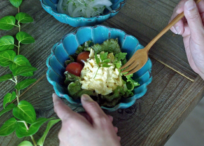 シャビーターコイズ リンカ小鉢 益子焼 北欧風 ターコイズブルー