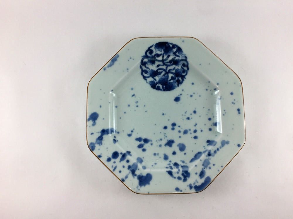有田焼 宝泉窯 八角プレート 丸紋唐草【19cm 中皿 八角皿 平皿】