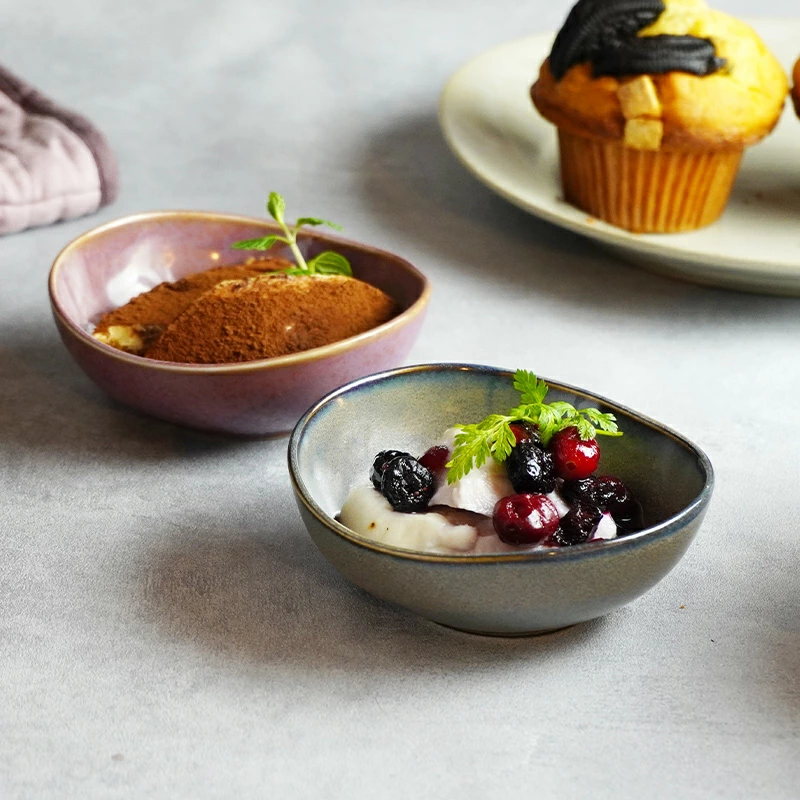 小鉢 楕円窯変 11cm 薄明