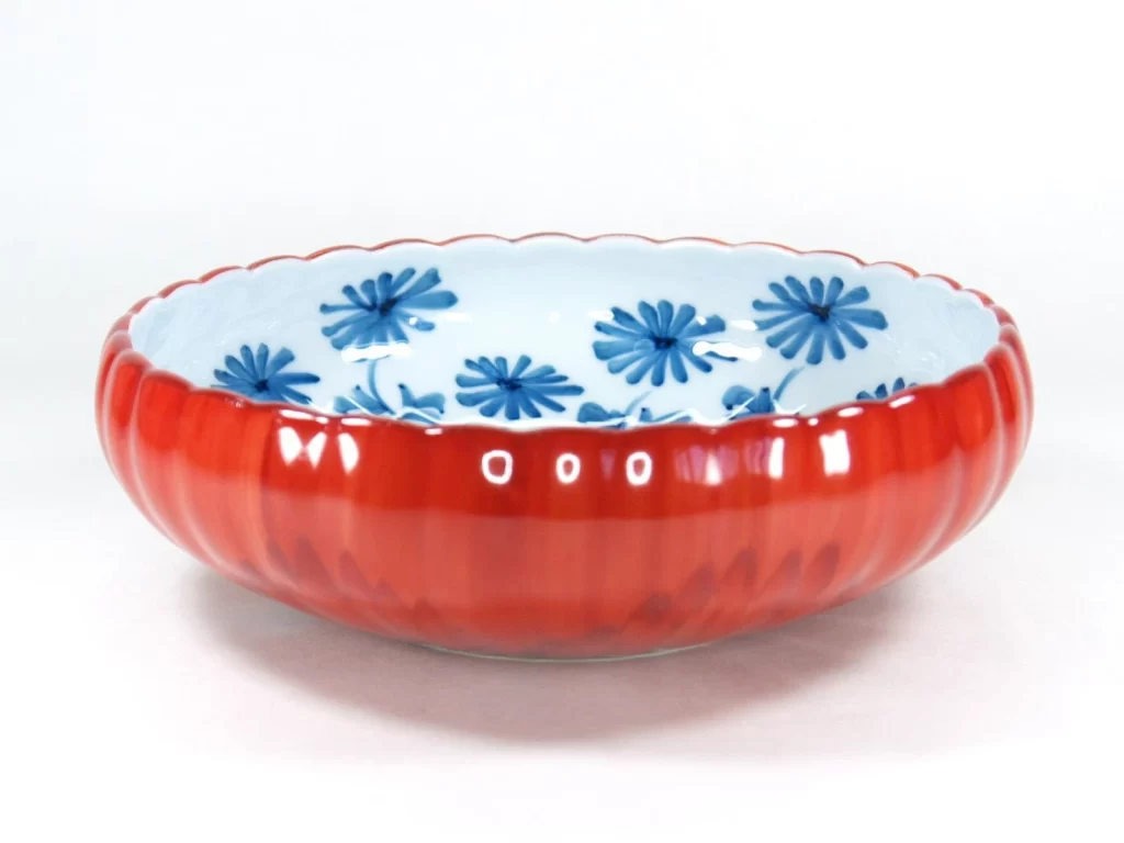 【有田焼】【源右衛門窯】 朱泥菊形鉢 (小)【源右衛門】【古伊万里】