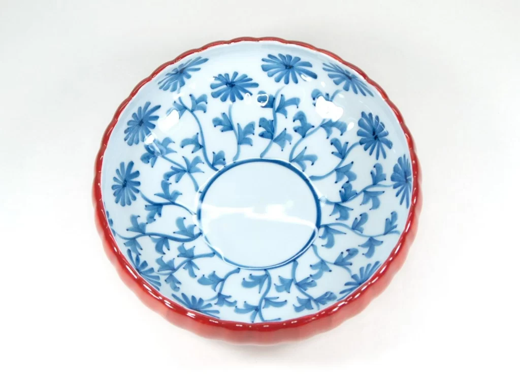 【有田焼】【源右衛門窯】 朱泥菊形鉢 (小)【源右衛門】【古伊万里】