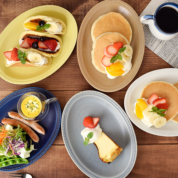 ドット オーバルプレート 24cm 磁器 楕円皿