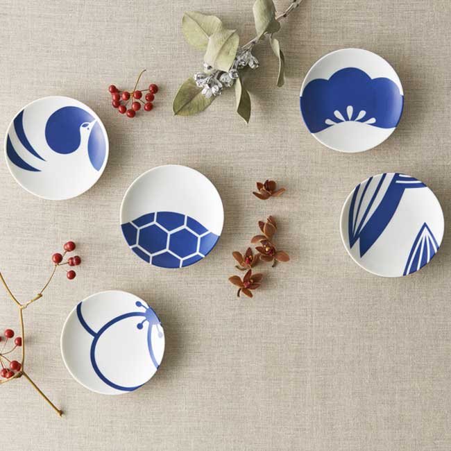 小皿 和食器 12cm【柄違い5点セット】「 たち吉 藍吉祥 皿 」美濃焼