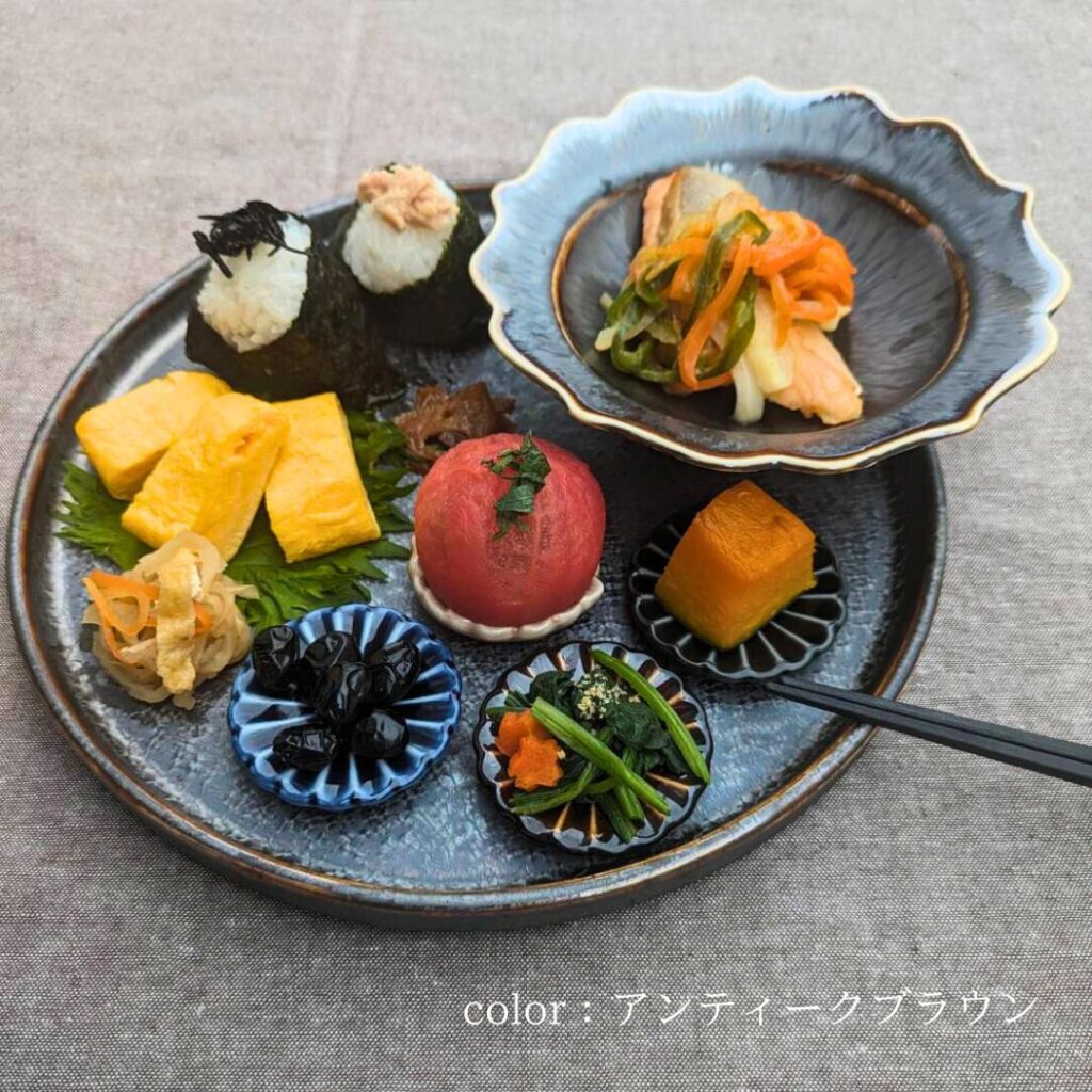 大皿 パスタ皿 美濃焼 黒 グレー ゴールド フラット プレート L
