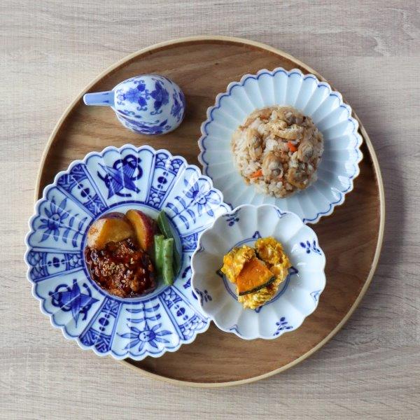 有田焼 皿 2枚組 セット ペア 取り皿 銘々皿 プレート 菊割皿 染付 青花 