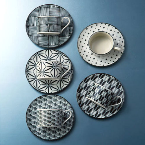 日本製 美濃焼 THE MODERN JAPANISM
古紋 コモン コーヒーカップ＆ソーサー
５客セット 250ml
