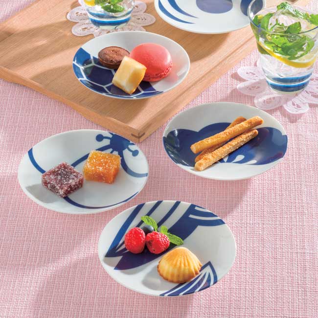 小皿 和食器 12cm【柄違い5点セット】「 たち吉 藍吉祥 皿 」美濃焼