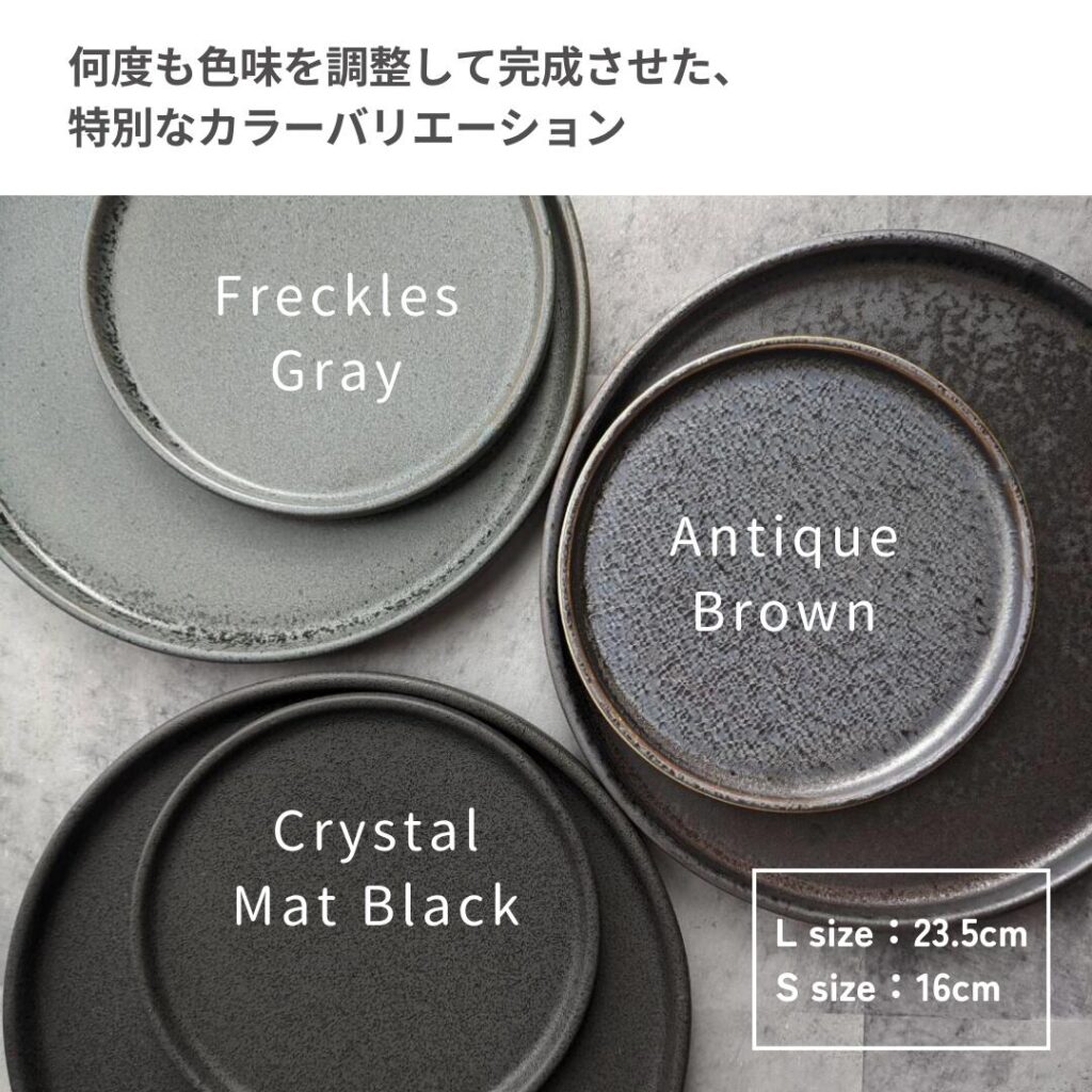 大皿 パスタ皿 美濃焼 黒 グレー ゴールド フラット プレート L
