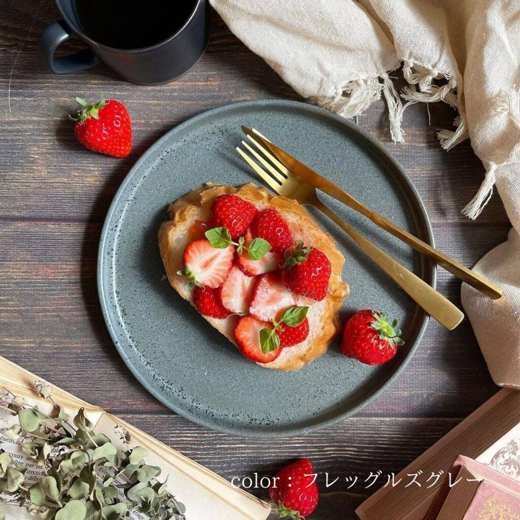 ケーキ皿  グレー 黒 美濃焼 フラットプレート S
