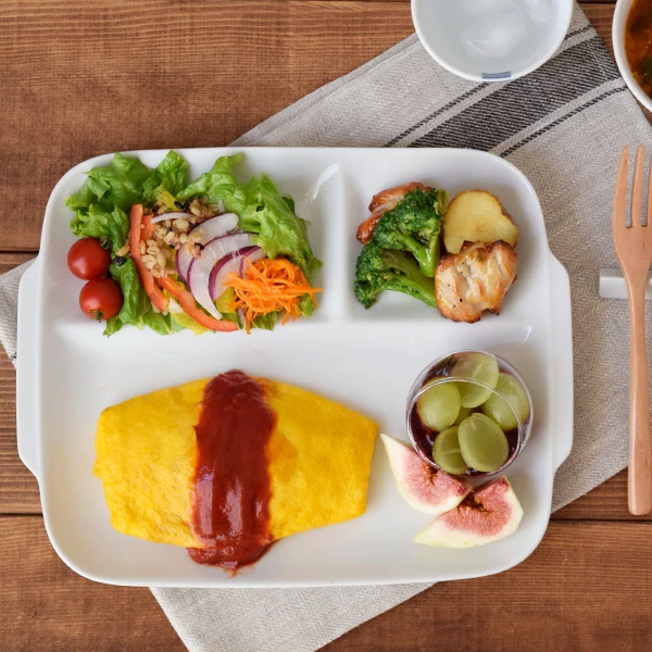 ランチプレート（ホワイト）フラットタイプ 仕切り皿 
