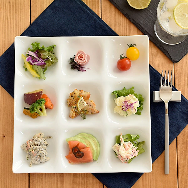 ビュッフェプレート　9品皿　ホワイト 仕切り皿 