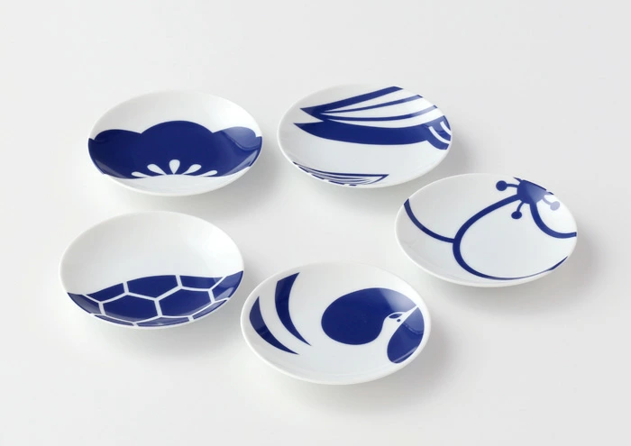 小皿 和食器 12cm【柄違い5点セット】「 たち吉 藍吉祥 皿 」美濃焼