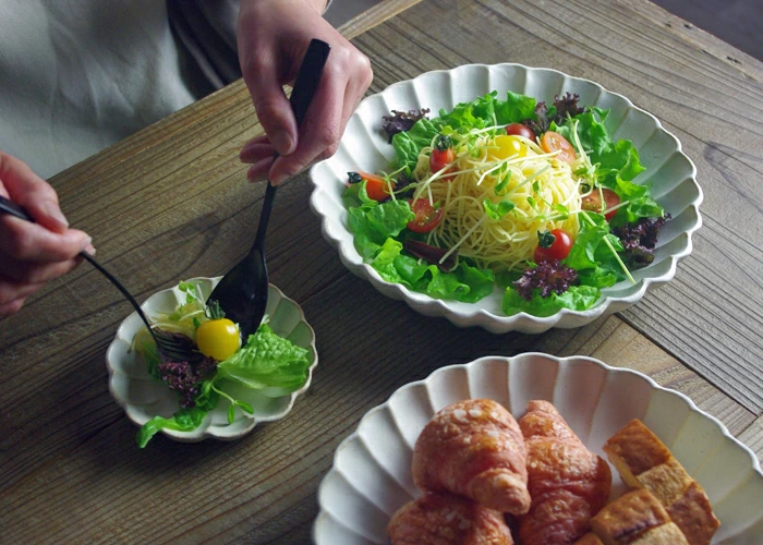 kinari 輪花皿 特大 益子焼 リンカ皿 花形 わかさま陶芸