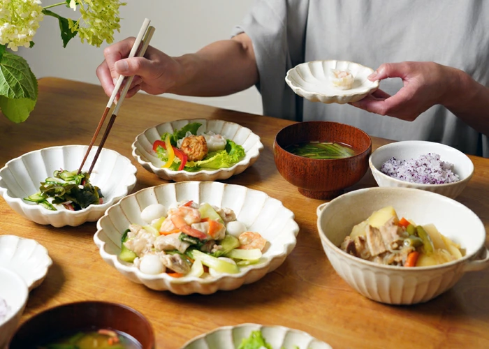 kinari 輪花皿（大） 益子焼 リンカ 大皿 パスタ皿 カレー皿 