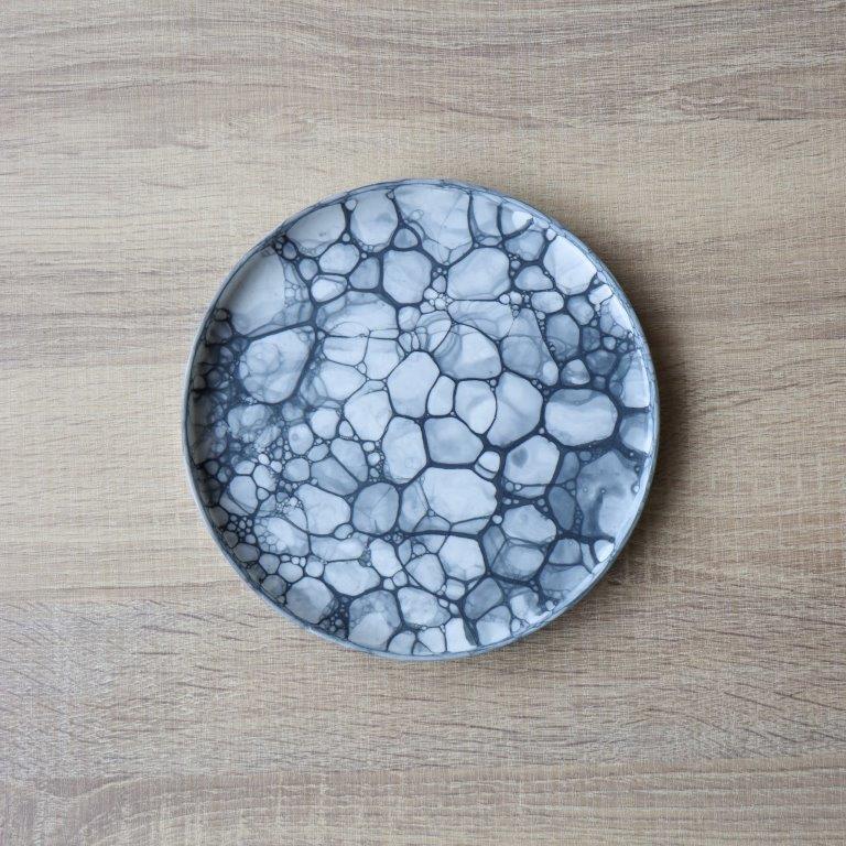 有田焼 泡シリーズ シャーレ グレー泡 プレート やま平窯