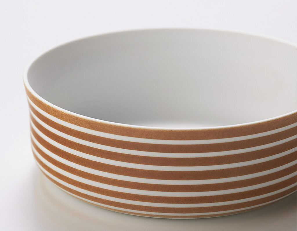 1616/arita japan S&B ボウル 12cm ボーダー ライトブラウン 有田焼