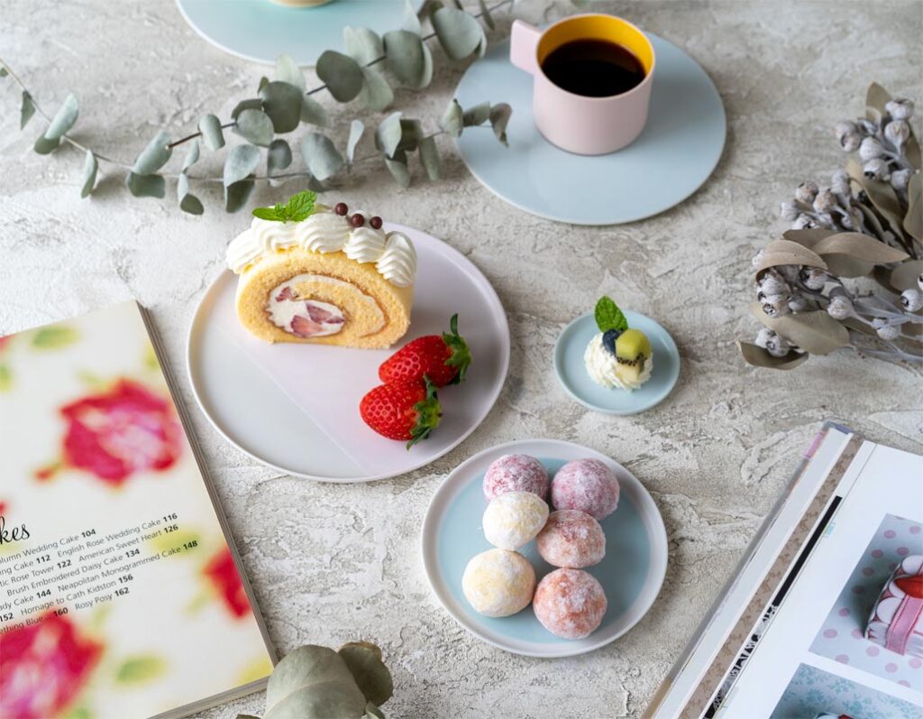 1616/arita japan S&B フラットプレート 17cm ツートン ピンク&グレー 有田焼