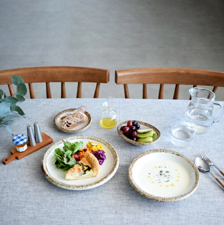 渕錆粉引ディナープレート24.5cm モダン 美濃焼 大皿