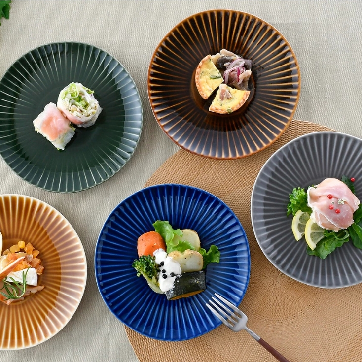 【 しのぎ 中皿 5枚セット 】 波佐見焼 丸皿