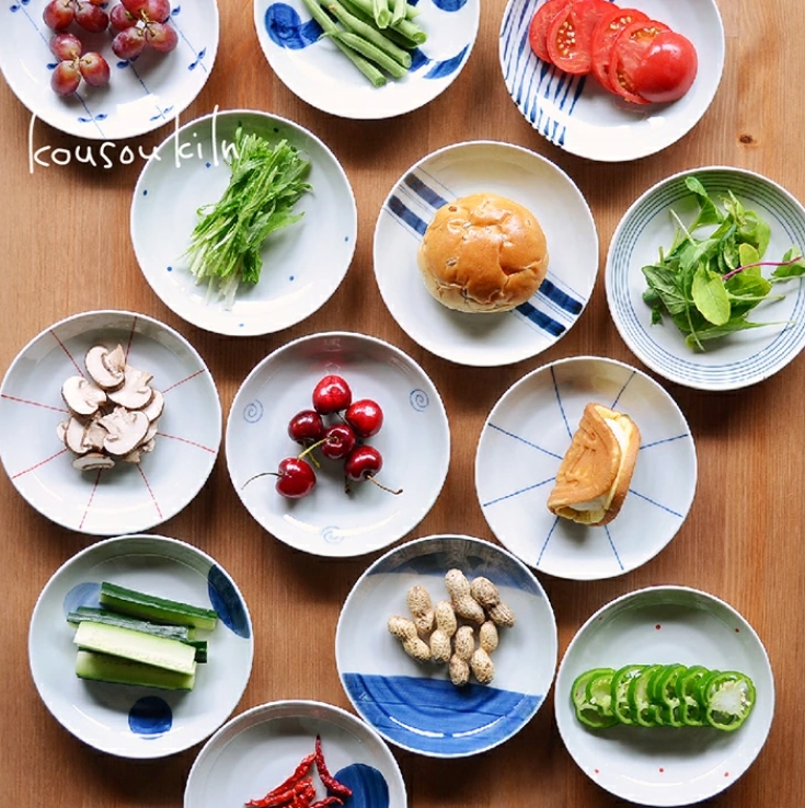 natural69 【 波佐見焼 】 康創窯 染付絵変り 14.5cm取皿

