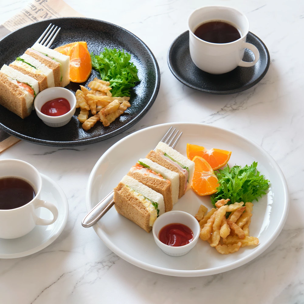 【YAMATSU STANDARD】24cm 中皿 白 黒 美濃焼 磁器