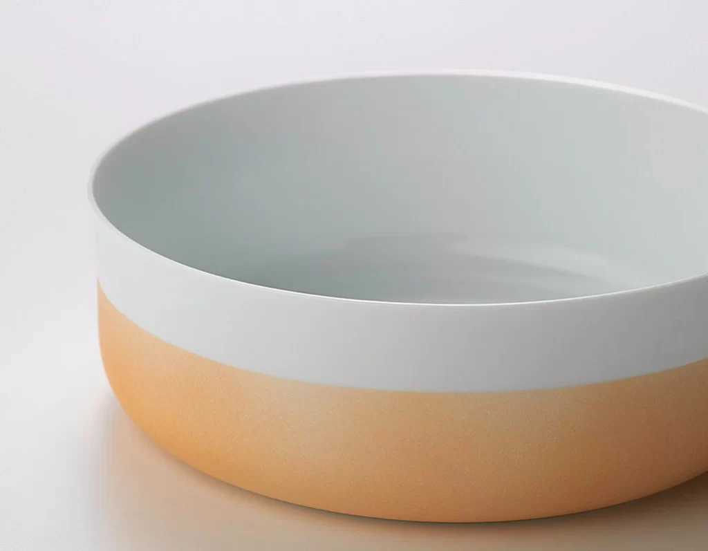 1616/arita japan S&B ボウル 16cm ツートン ホワイト&ライトオレンジ 有田焼 