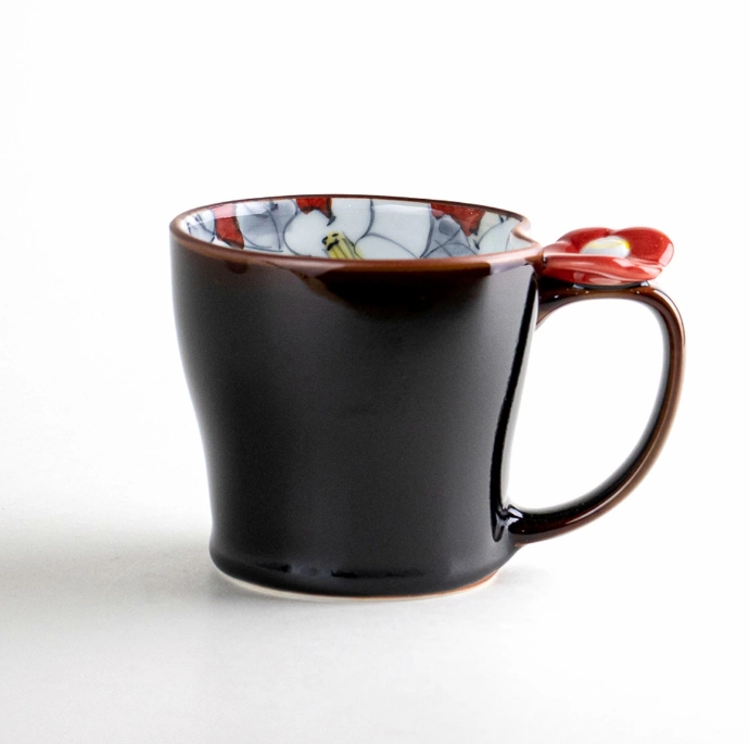 マグカップ 有田焼 花絵蒔(赤)