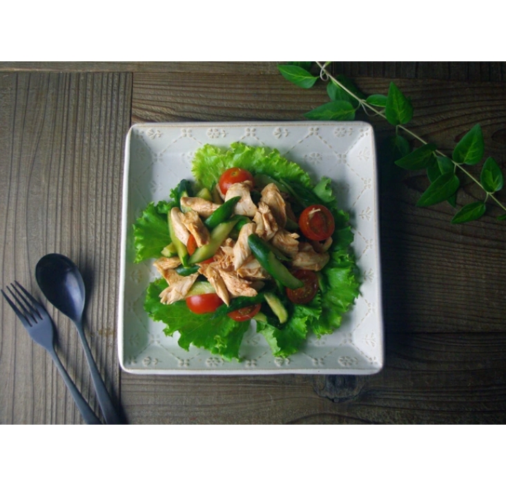 クロス小花【角皿 / 大】 kinari 益子焼 スクエア