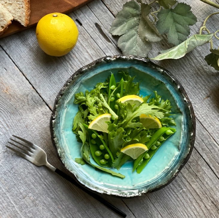 中鉢 均窯トルコブルー手作り風煮物鉢 美濃焼