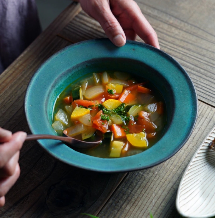 リム鉢 シャビーターコイズ 益子焼 
