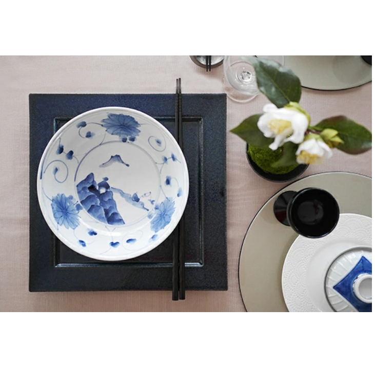 7寸 浅鉢　山水 ＜和食器 / 九谷焼 / 文吉窯 / ボウル / 煮物鉢＞