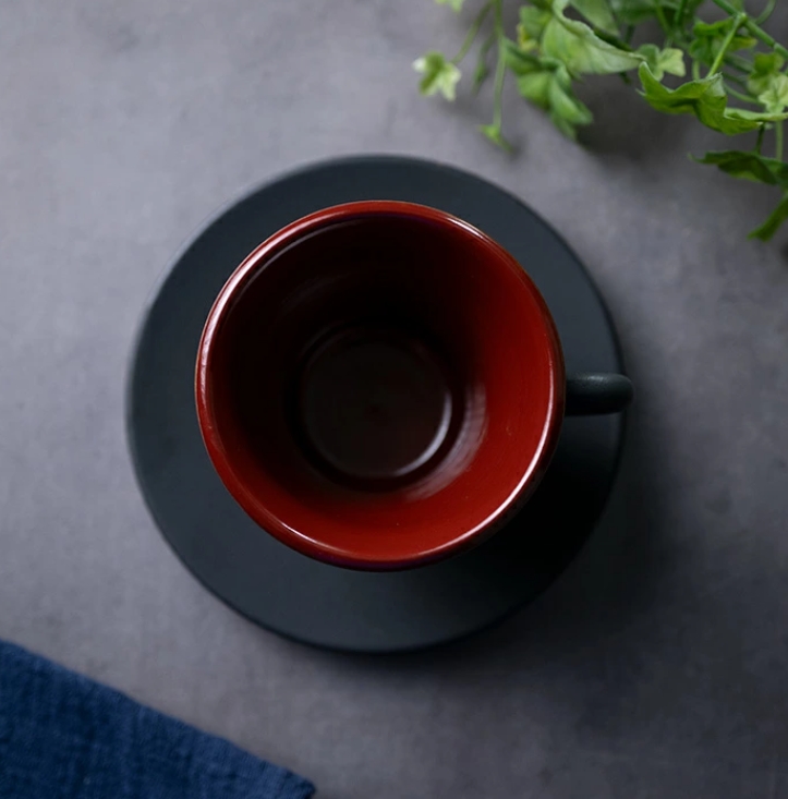 和食器　黒釉赤彩コーヒーカップ　作家「森野知子」