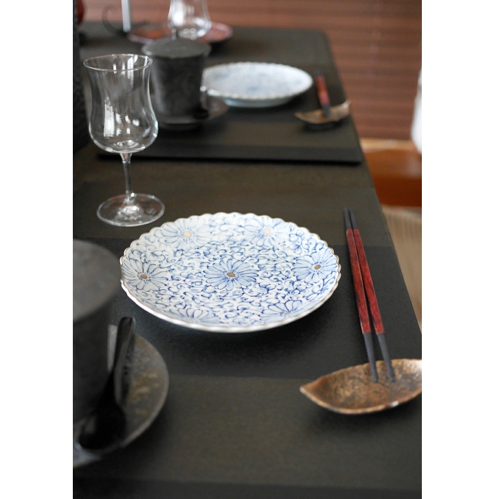 林九郎窯 銀花唐草 輪花プレート 170 波佐見焼