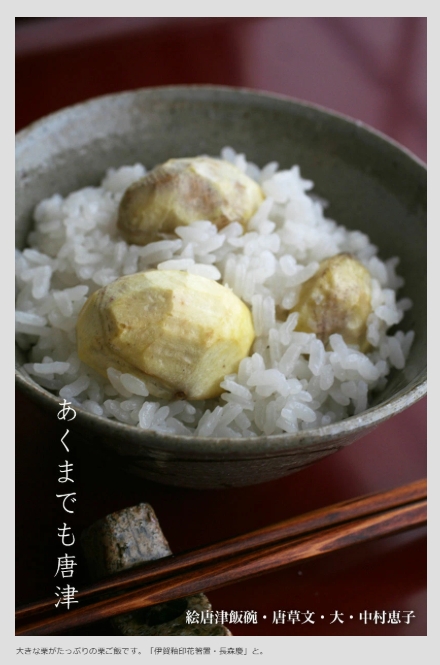 唐津焼:絵唐津飯碗・唐草文・小・中村恵子《飯碗・ご飯茶碗》