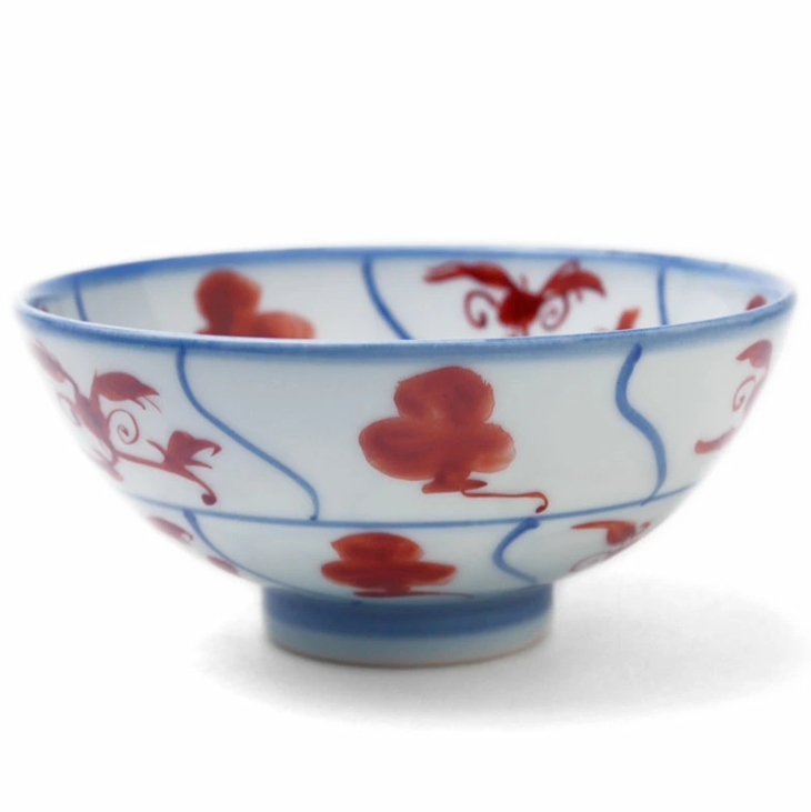 赤絵安南手飯碗・小・土山敬司《飯碗・ご飯茶碗・11.2cm》