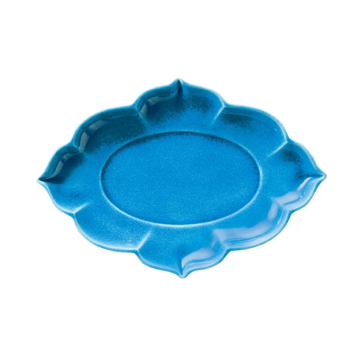 幸兵衛窯 × M.STYLE インディゴ輪花プレート 20cm