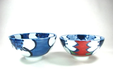 【有田焼】【源右衛門窯】 染付梅絵飯碗 (大)
