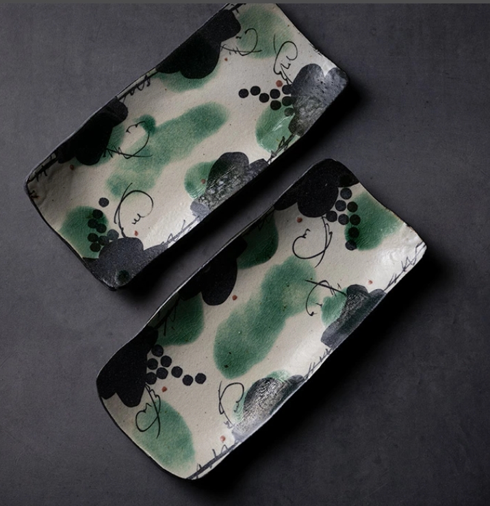 和食器　弥七田織部長角皿　作家「佐々木好正」