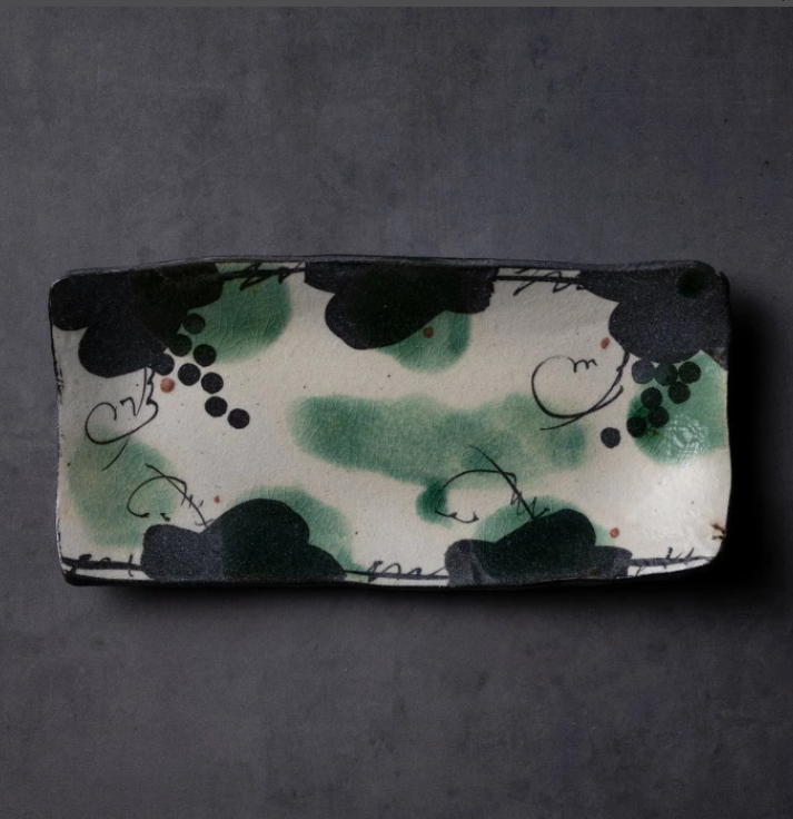 和食器　弥七田織部長角皿　作家「佐々木好正」