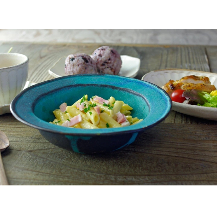 リム鉢 シャビーターコイズ 益子焼