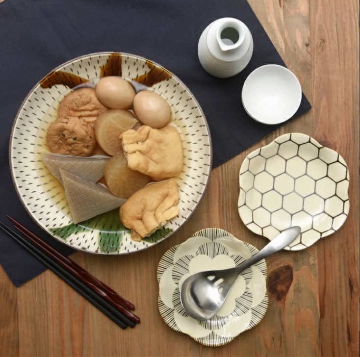 natural69 【 波佐見焼 】 粉引釉 六方押取皿