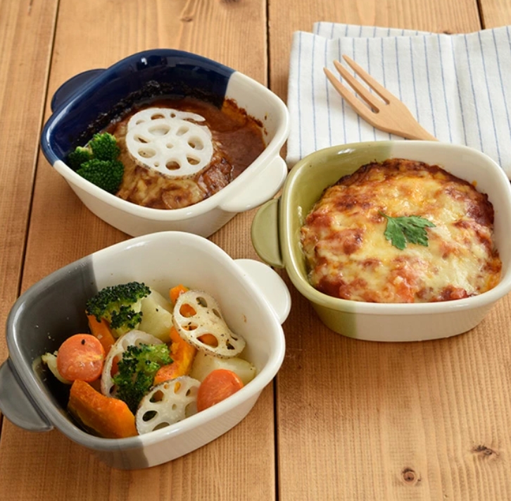 グラタン皿 正角 バイカラー minoruba(ミノルバ)