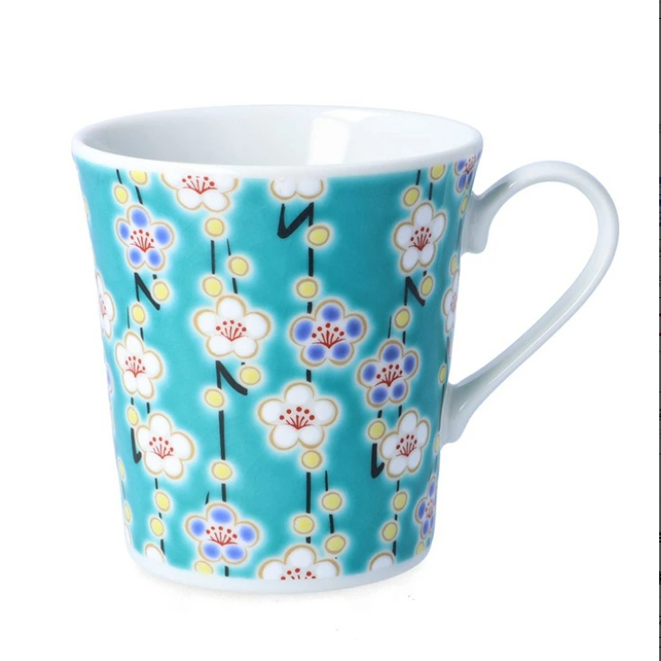 九谷焼 マグカップ 青郊窯 選べる5柄(石畳文/梅菊/葵/梅/楓桜) 330ml