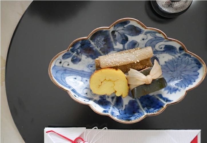 有田染付けシリーズ　流水花　菱型菊割向付