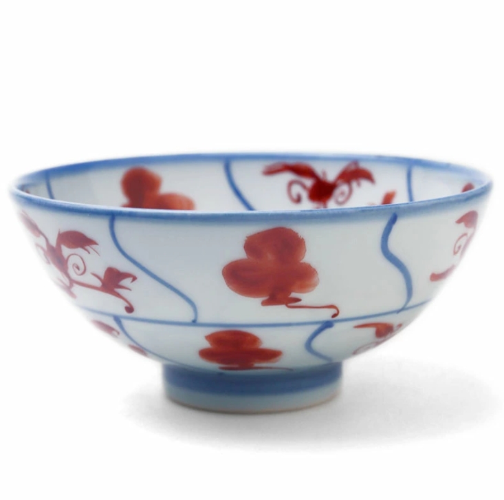 赤絵安南手飯碗・小・土山敬司《飯碗・ご飯茶碗・11.2cm》
