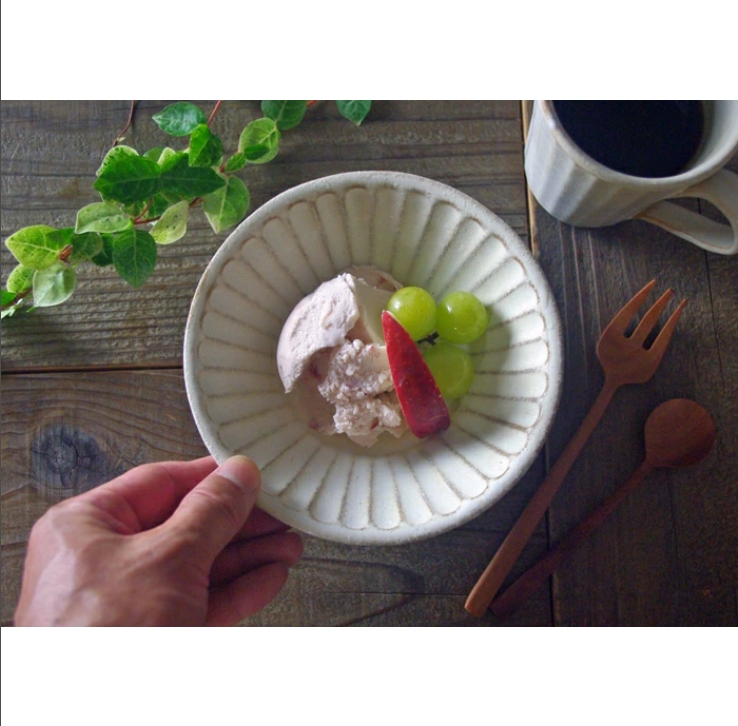 益子焼 kinari朝顔鉢（小）おしゃれ しのぎ 小鉢 
